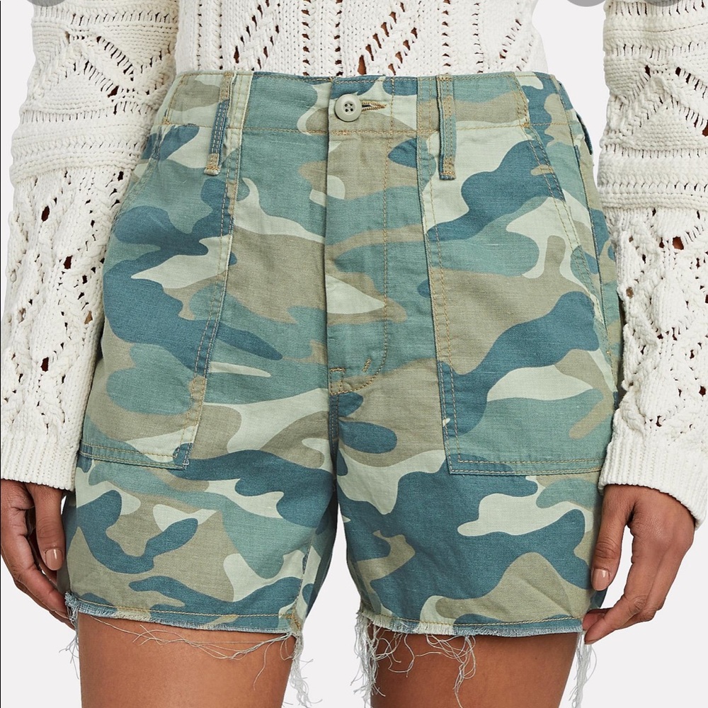 Mother The Shaker Chop Crop Green Camo Short